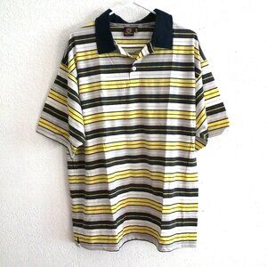 Burnside Men T-shirt, Yellow, white and blue stripe